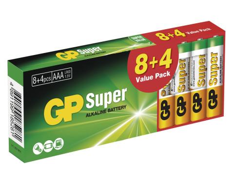 Alkalické batérie GP Super AAA (LR03) 8+4 ks%